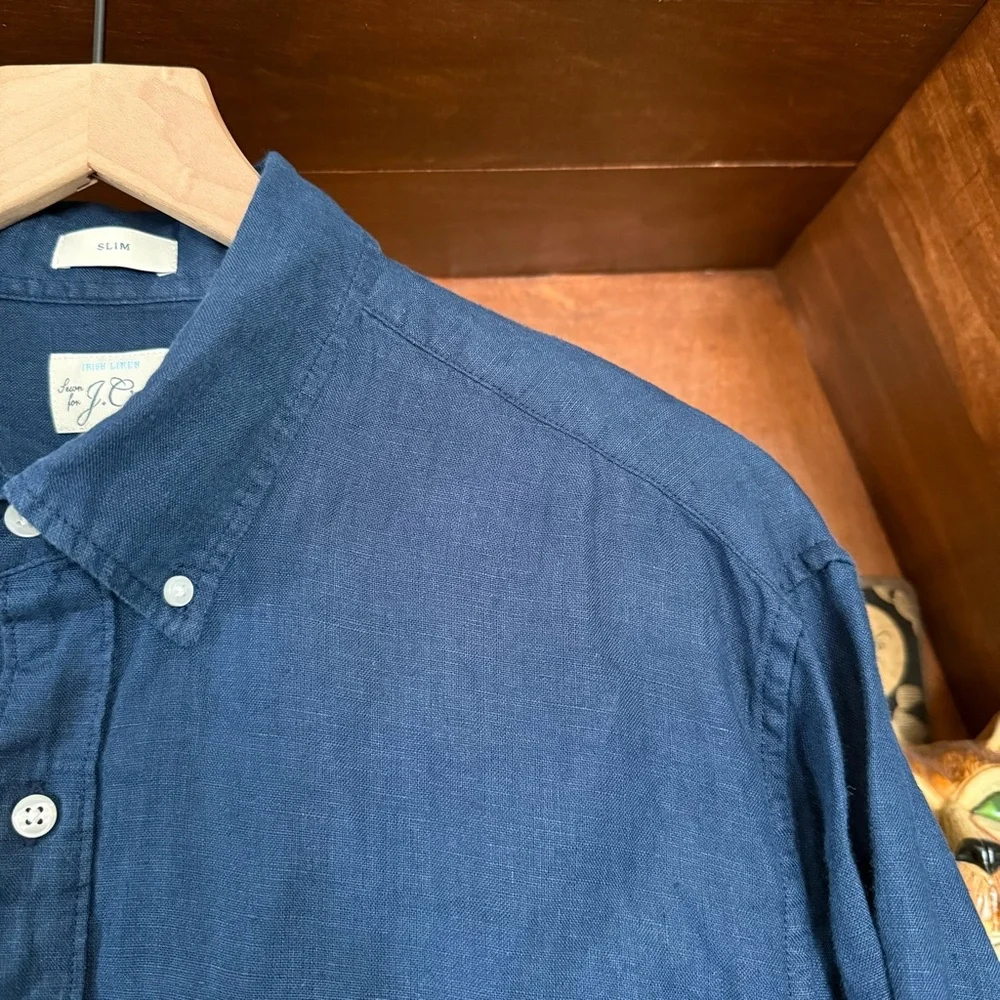J. Crew - Slim Baird McNutt Irish Linen Shirt - Indigo - Men’s Large
